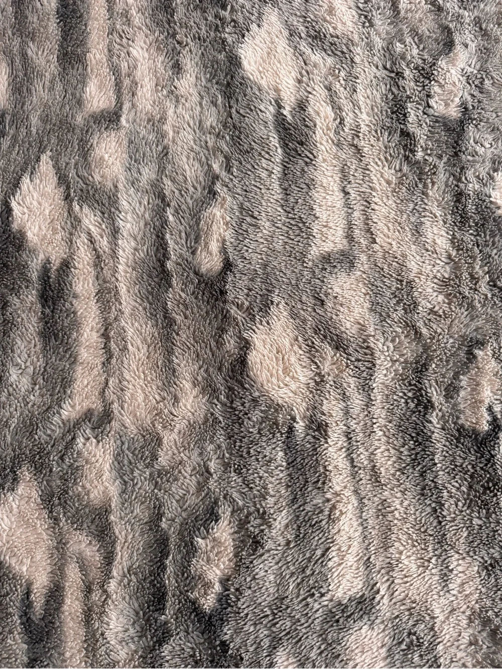 Faux Fur Velvet Throw Blanket in Gray and Cream 62inch x 62inch
